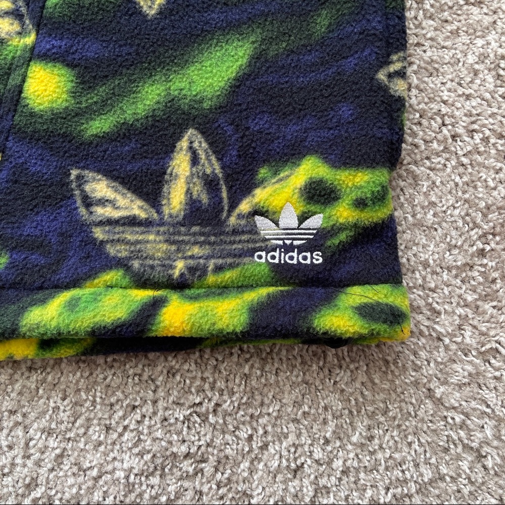 ADIDAS BIG TREFOIL PRINTED POLAR TRACK TOP MENS FLEECE JACKET SIZE MEDIUM FULL Z - Picture 3 of 6